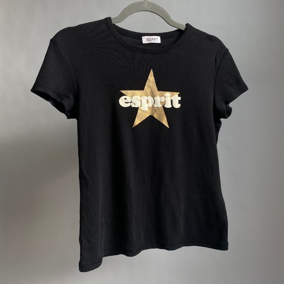 Vintage Espirt Gold Star Graphic Logo T-Shirt - Picture 3 of 3